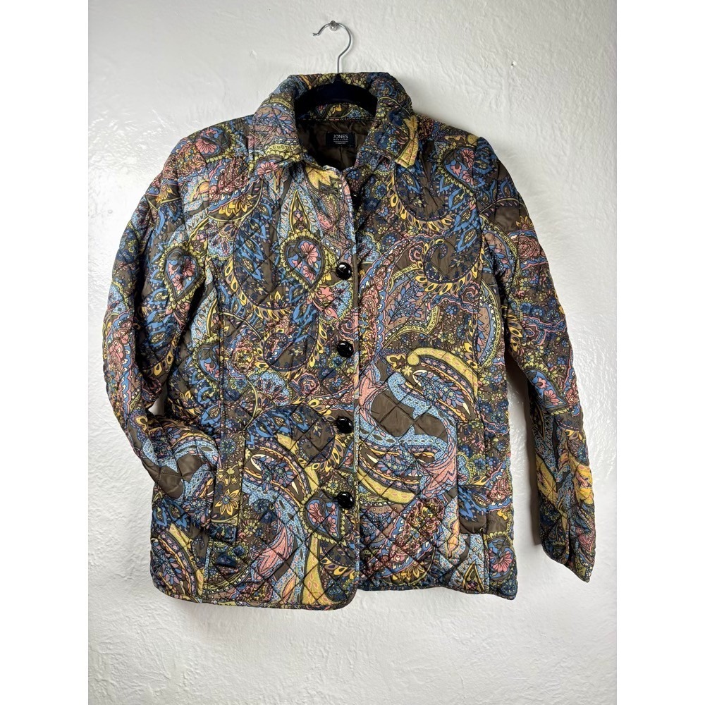 Jones New York Quilted Paisley Jacket Womens Sz M Artsy Grannycore Layering‎
